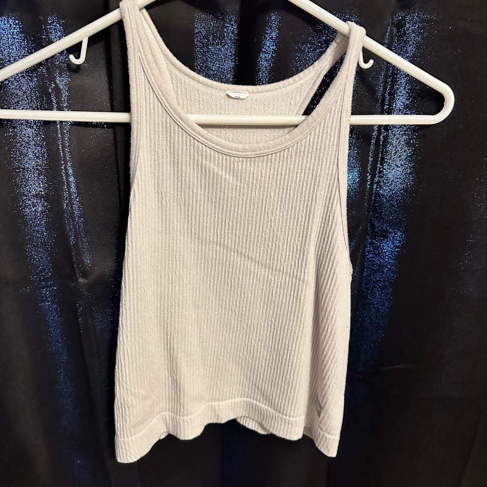 Ribbed Tank Top in Light Beige